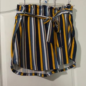 Striped paper bag shorts